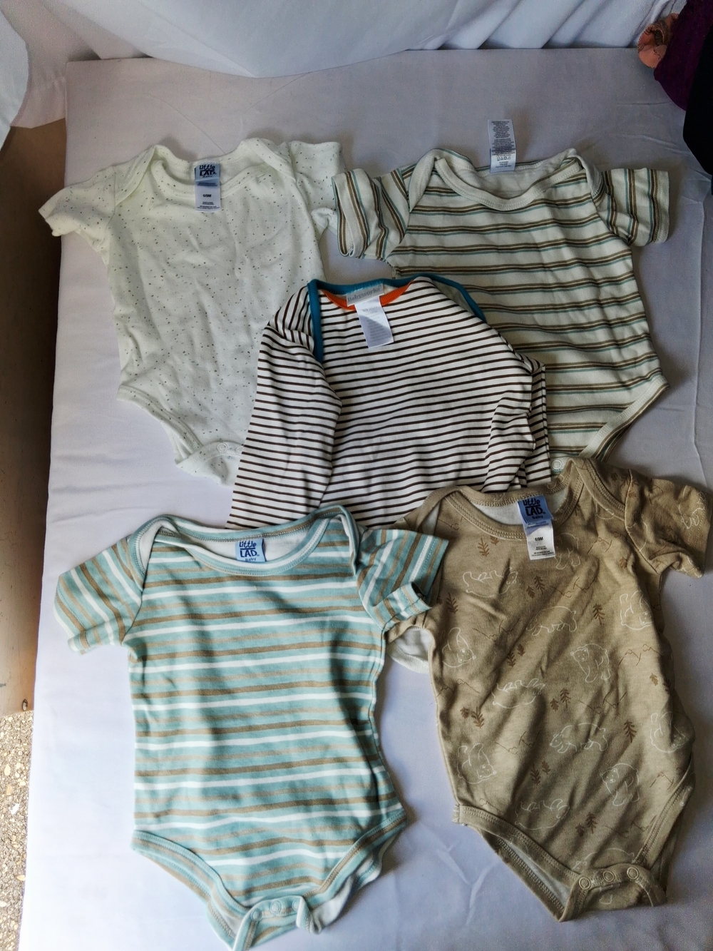 Carter's Neutral & Stripe Short-Sleeve Onesie Set